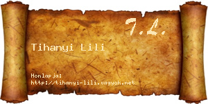 Tihanyi Lili névjegykártya
